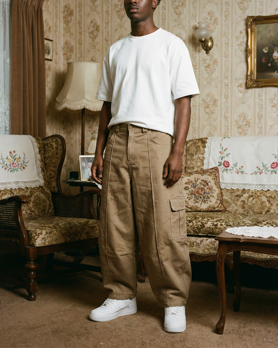 BEIGE RABBIT TECHPANTS